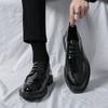 2024 Spring Autumn Platform Fashion Comfortable Shoes Men Black New Business Formal Bright Face Patent Leather Brock Men's Shoes