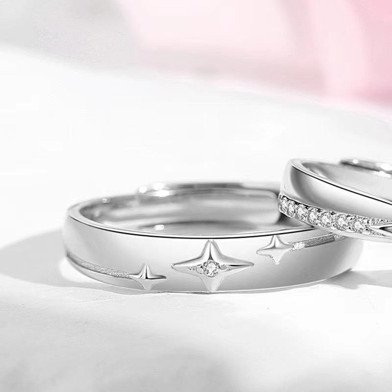Кольцо для пары «Сопровождающие звезды», женское, нишевый дизайн, открытое кольцо, парное кольцо для пары, подарок девушке, ювелирное изделие