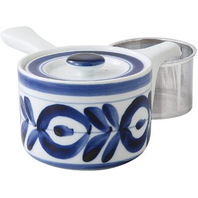 Чайник Nishikai Pottery Hasamiyaki, чайник из нержавеющей стали с цветком майолики, емкостью около 425 мл, подходит для посудомоечной машины в микроволновой печи