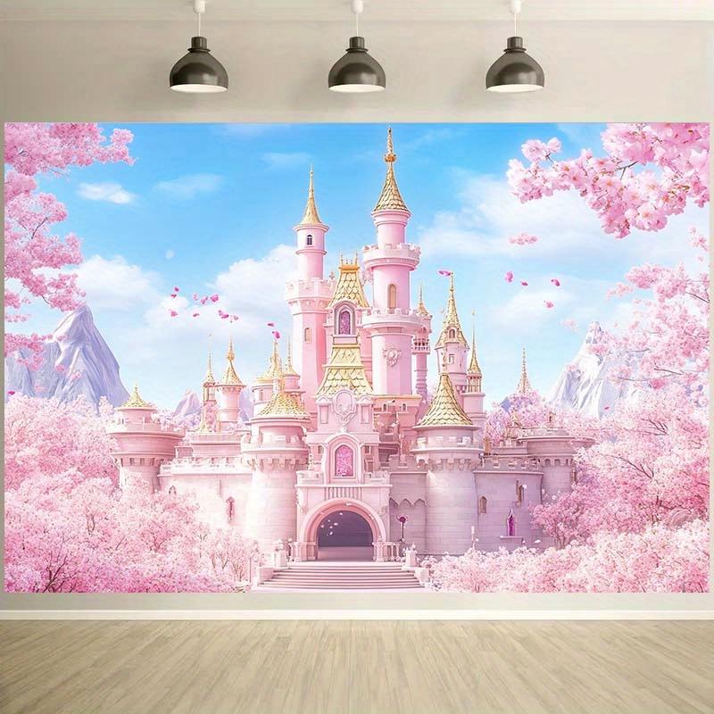 1 princess castle themed backdrop cloth featuring cherry blossom and mountain patterns is perfect for parties