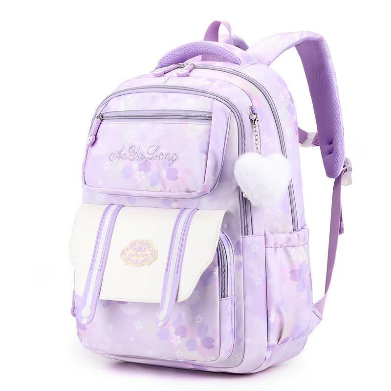 Stylish And Cute Nylon Backpack For Students Ideal For School Use In Pink Blue And Purple