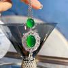 Luxury High Ice Chalcedony Full Drill Double Egg Emerald Clavicle Chain Suitable For Women's Daily Party Fashion Jewelry