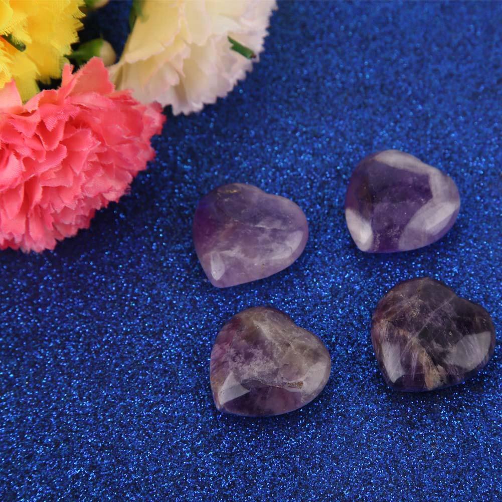 Natural Crystal Healing Stone Love Heart Shape Fluorite Gemstone Home Decor(Amethyst)