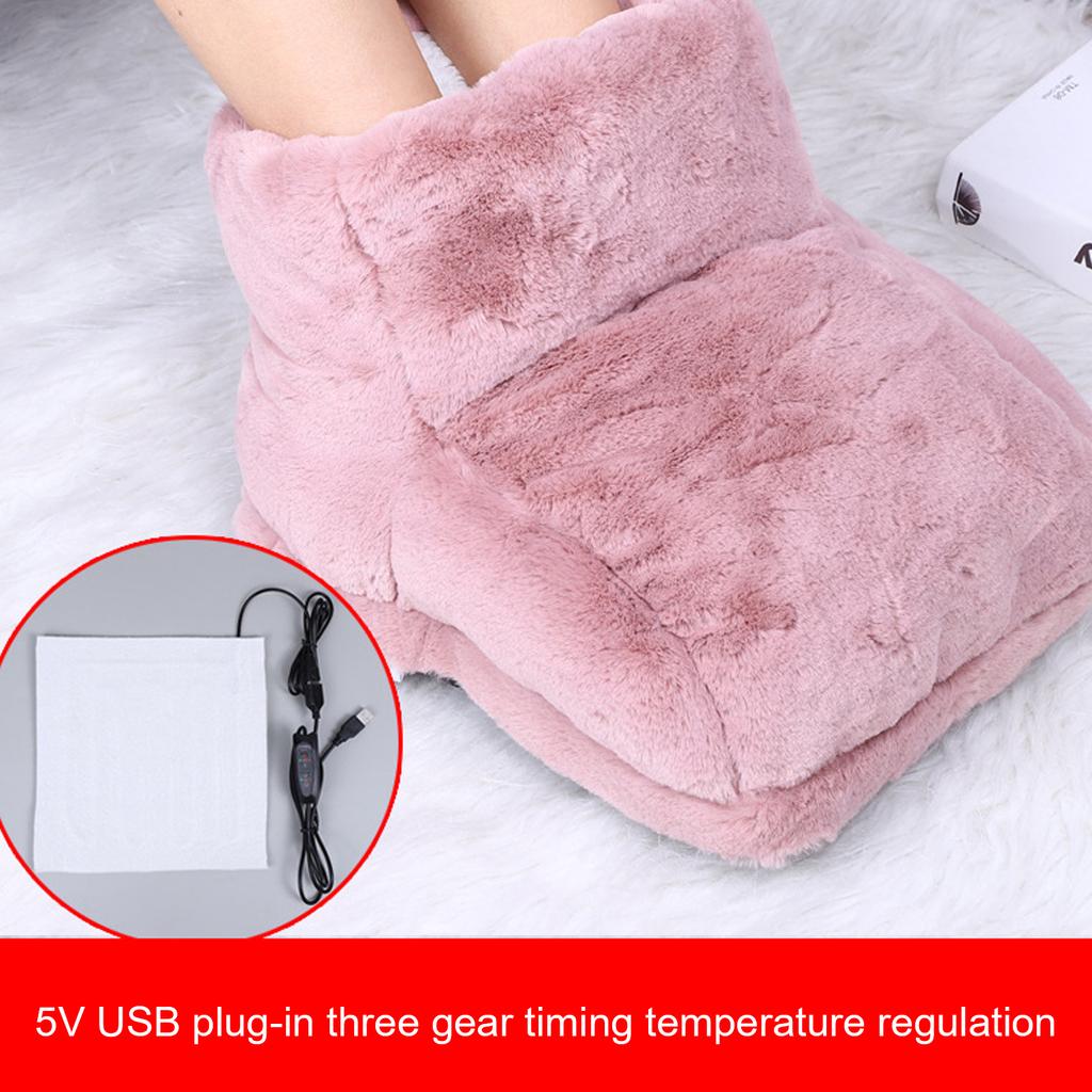 Electric Heated Foot Warmer for Men Women USB Plug in Feet Warmer with 3 Heating Levels Fast Heat Use Winter Gifts Pink