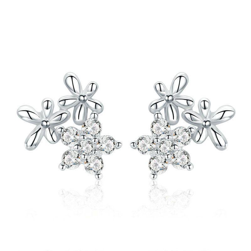 WOSTU 925 Sterling Silver Colorful Heart Stud Earrings Rainbow Unicorn Lightning Earrings For Women Fashion Silver Jewelry