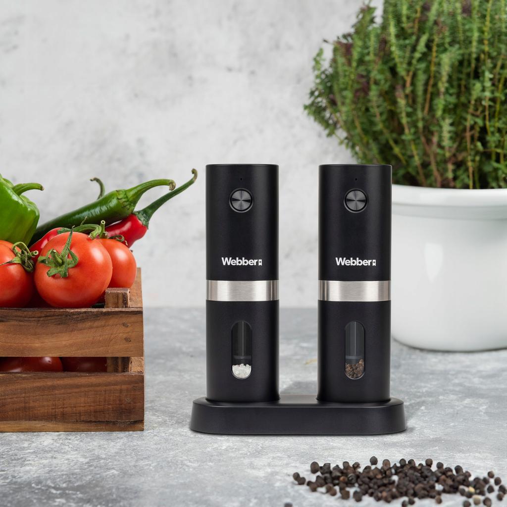 Webber Premium Electric Battery-Pepper And Salt Grinder Usb 2 Pcs
