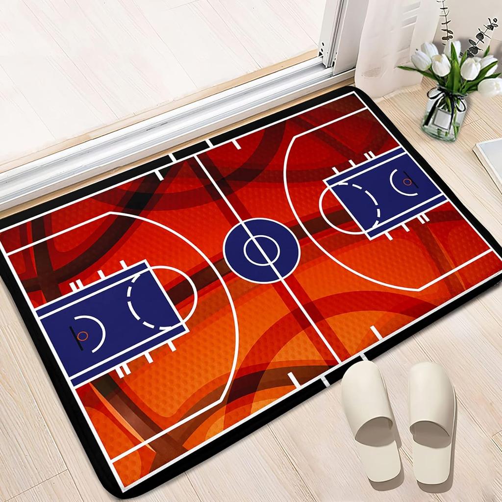 Basketball Court Carpet Basketball Area Rug for Bedroom Bedside Living Room Sofa Table Sport Theme Floor Mat Ball Games Doormat