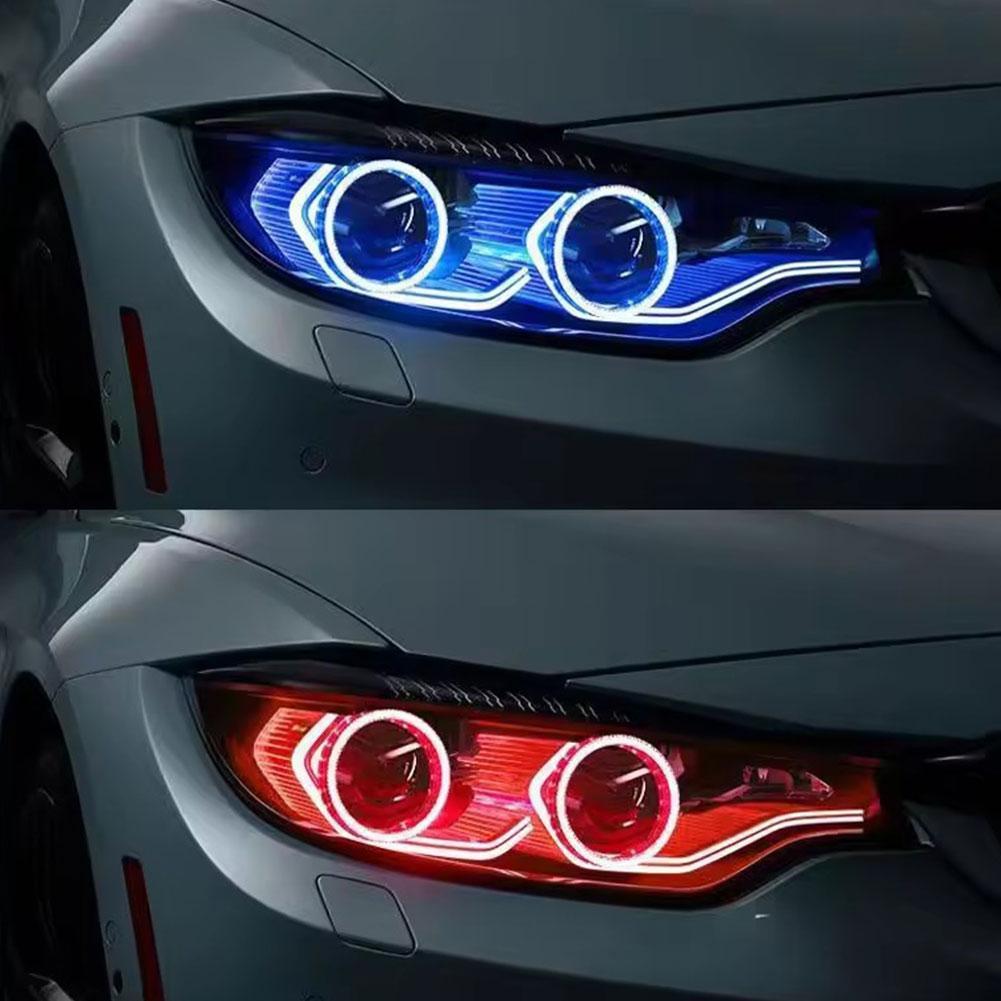 2 шт. 3-дюймовые 5D RGB LED Ангельские Глаза Кольца Halo Фары Автомобиля Прямоугольный Свет DRL Аксессуары Чехлы X6C3