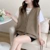 Женский осенне-зимний вязаный свитер-жилет, новый свободный кардиган без рукавов, универсальная куртка с открытыми плечами