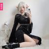 Wind Dark Goth Halloween Costume Black Dress Long Dress Witch Vampire Bride Outfit