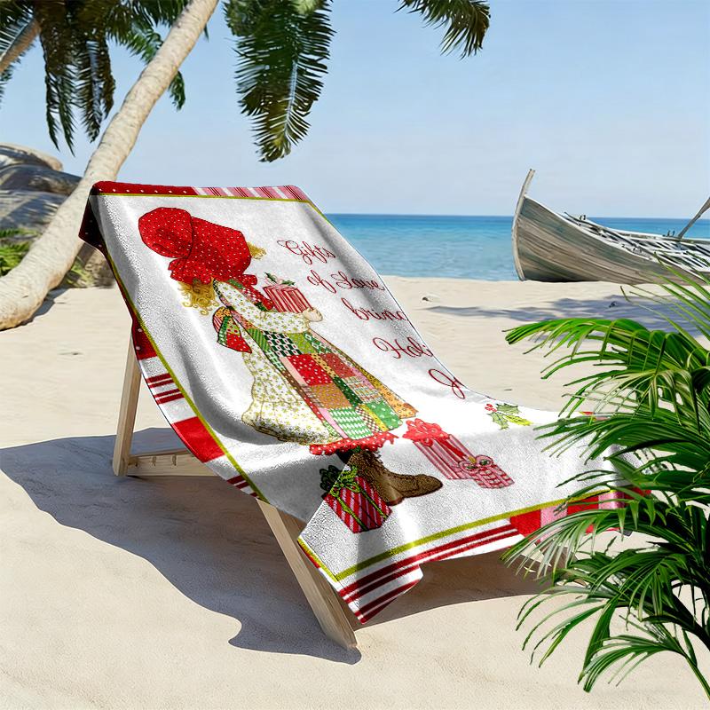 SaraKey Print Beach Towel, Large Soft Quick Dry Towel for Beach Camping Swimming