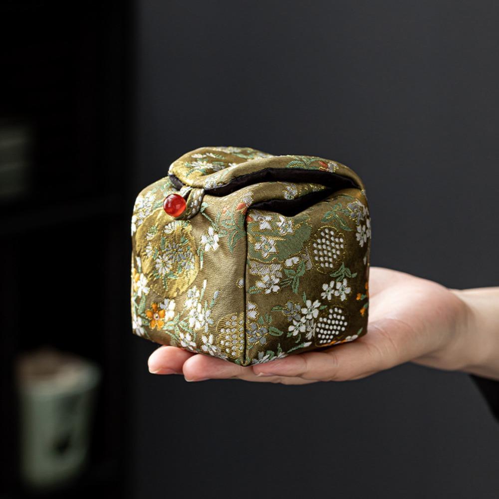 Ретро Брокад Чайный пакетик Китайский стиль Чайные грелки Карманный Чайная чашка Сумка для хранения На открытом воздухе