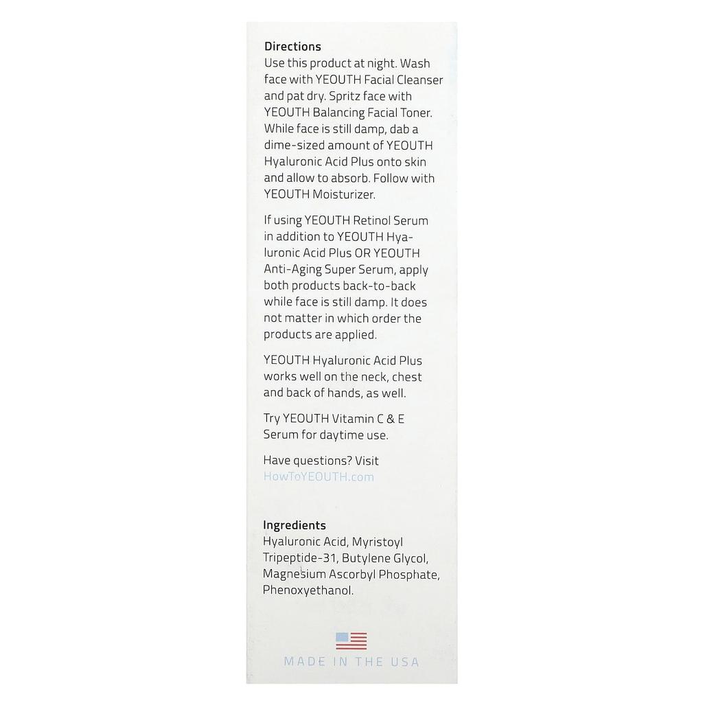 Yeouth Hyaluronic Acid Plus, 60 Ml (2 Fl Oz)