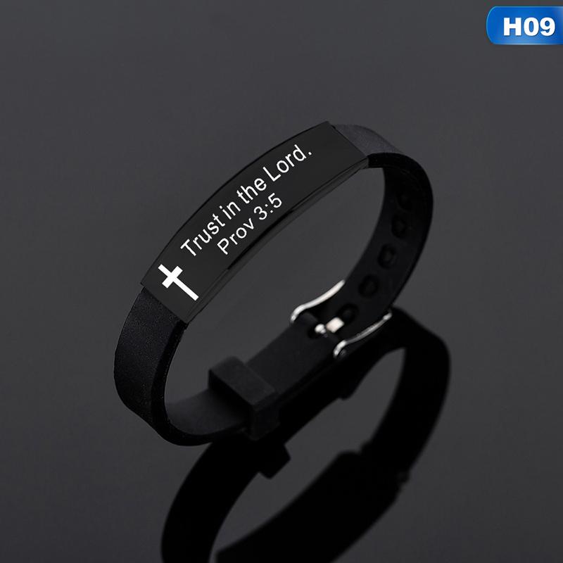 Цитата Религиозный Крест Иисуса Писания Христианский Библейский Стих Вдохновляющие Вера Силиконовые Браслеты Для Мужчин Женщин Ювелирные Изделия