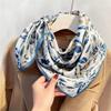 Spring New Floral Four-leaf Clover Printed Silk Scarf Women's Light Luxury Plain Crepe Satin Mulberry Silk Square Scarf Versatile Scarf