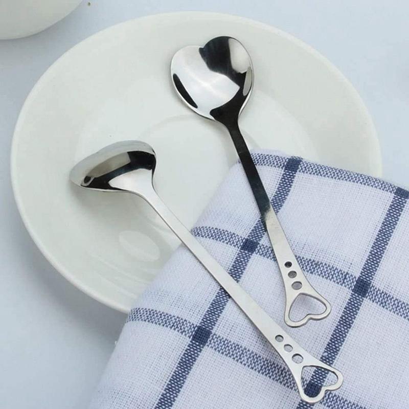 6 Pcs Stainless Steel Heart Shape Coffee Spoon Kitchen Accessories Dessert Sugar Stirring Spoons Teaspoon Dinnerware