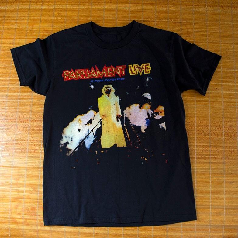 Джордж Клинтон Parliament Live P.Funk Earth Tour Унисекс Черная Футболка Размер S-5XL Унисекс Футболка