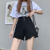 Classic and Minimalist Fashion Versatile Summer Black Female Loose High-waisted A Word Thin Outside Wearing Wide-legged Denim Shorts Individuality
