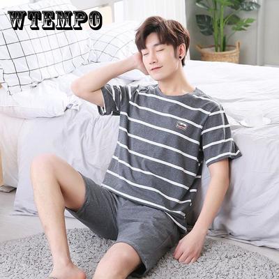 Мужские пижамы, летние хлопковые шорты с короткими рукавами для молодежи и среднего возраста, повседневные летние тонкие костюмы больших размеров для домашнего обслуживания