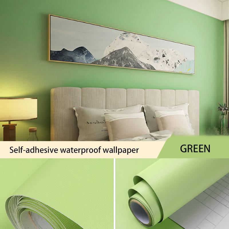 Macaron Solid Color Self-adhesive Wallpaper Stickers Bedroom Living Room Wardrobe Door Decoration Pasted Waterproof Refurbished Wallpaper