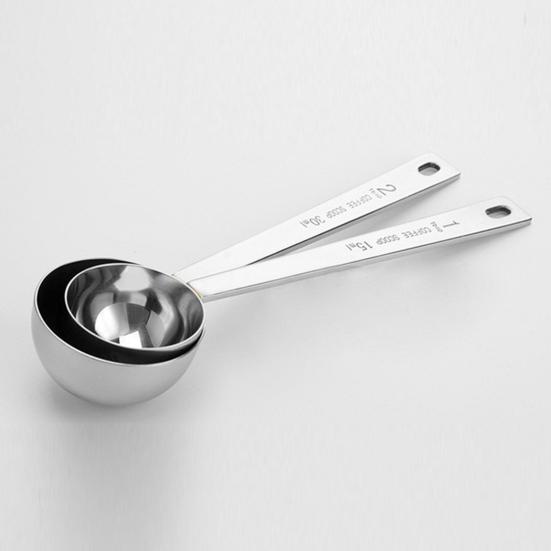 1/2Pcs Coffee Measuring Spoon Stainless Steel Tablespoon Scoop 15/30ML Long Handle Coffee Spoons for Ground Coffee Loose Tea Multifunctional