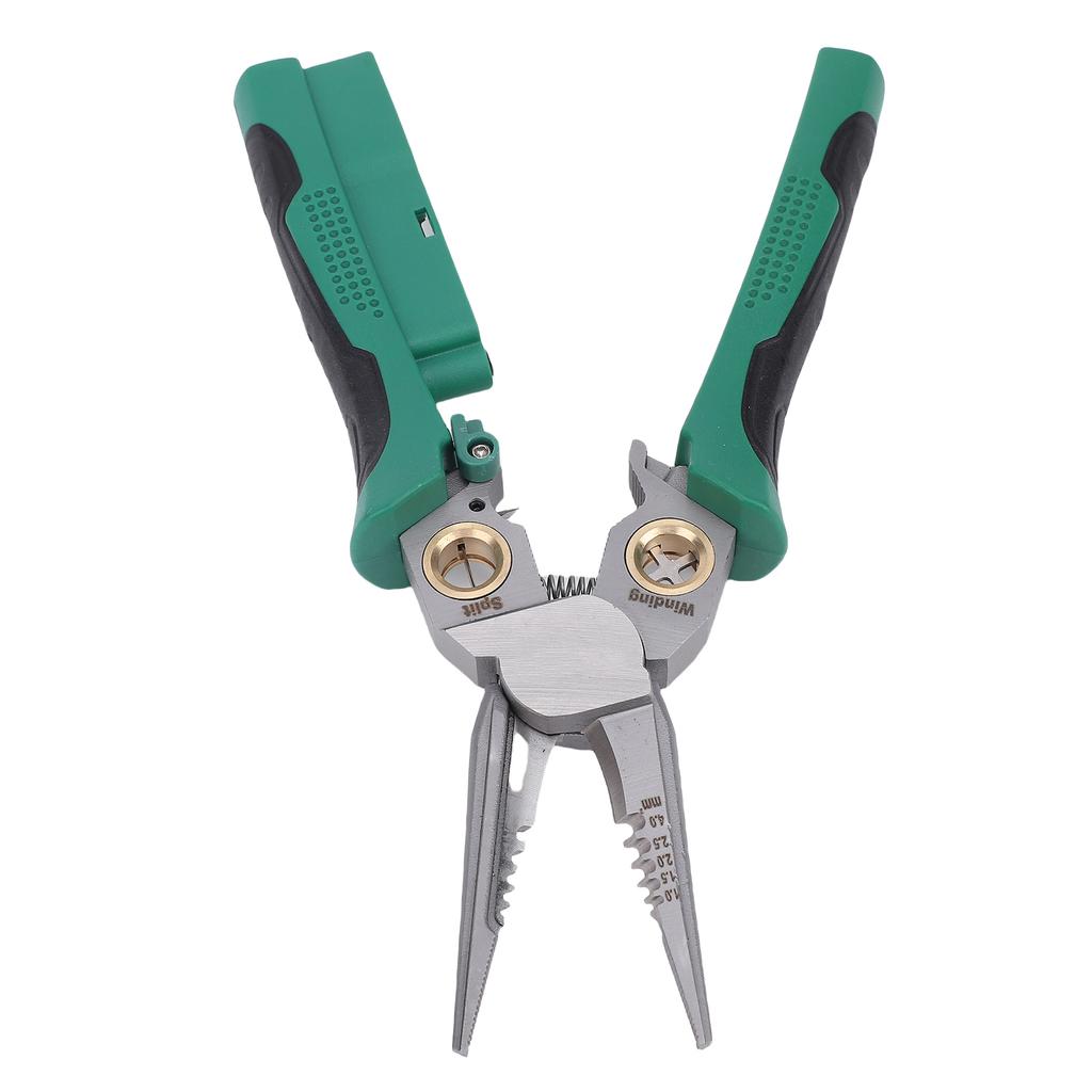 Electrical Pliers Multi Functional Wire Stripping Crimping Cutting Splitting Winding Pliers with Voltage Tester