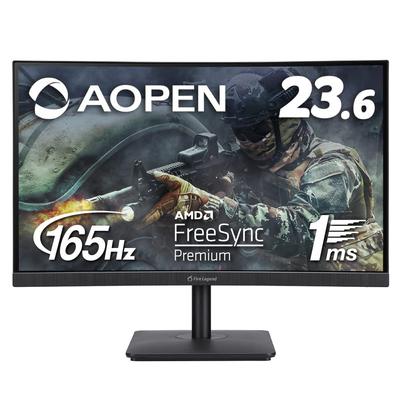 Игровой изогнутый монитор AOPEN 24HC5QRPbmiipzx Wide Full HD 165 Гц FreeSync Premium 3 года гарантии Широкий угол обзора 23,6 дюйма 1920×1080 1 мс(ТВР) 178°