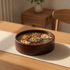 Round Rubberwood Snack Box Compartmentalized Dry Fruit Holder Multi-Use for Home