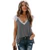 Summer Women's T-shirt Short Sleeve T-shirt Women's Loose Casual Lace Splicing V-neck Tops