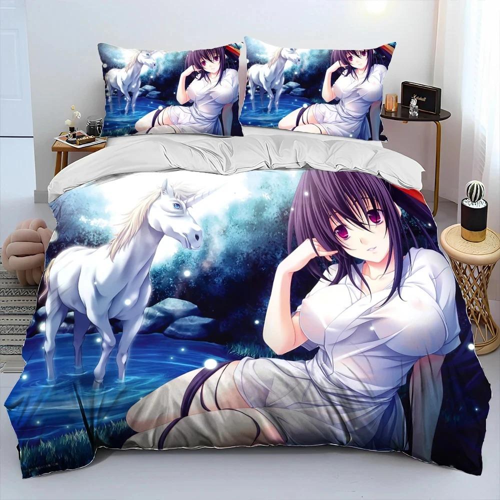 Sexy Girl High School DxD Anime Comforter Bedding Set,Duvet Cover Bed Set Quilt Cover Pillowcase,king Queen Size Bedding Set Boy