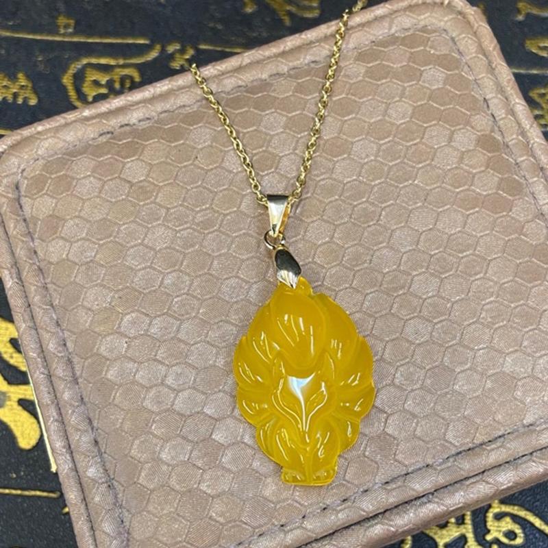 Ожерелье-цепочка с подвеской в ​​виде девятихвостой лисы, унисекс, китайское животное, ручная резная лиса, для мужчин и женщин, счастливый ювелирный подарок