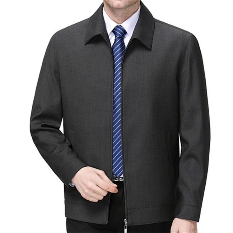 Деловые пиджаки для мужчин среднего и пожилого возраста на весну и осень с лацканами, свободные простые пиджаки больших размеров, высококачественная шерстяная одежда для пап.