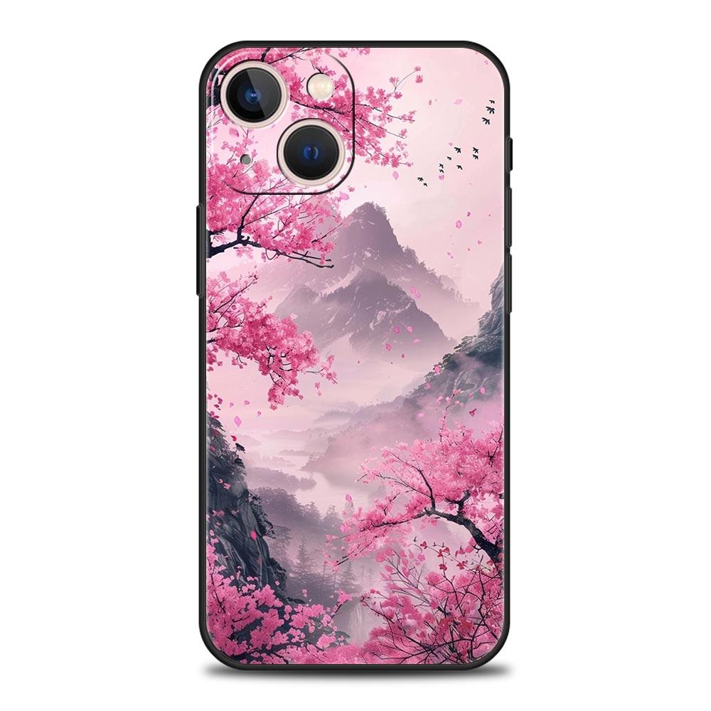 Pink Sunset Mountain Phone Case Cover for iPhone 17 16 15 14 13 12 11 Pro Max 17 Air Plus Shockproof Soft TPU Shell Fundas Capas