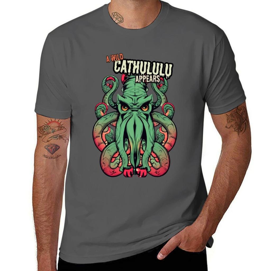A Wild Cathulhu Appears Tshirt Holiday Simple Tee Shirt Tshirt