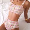 Женский купальник, маленький цветочный сексуальный бикини с открытой спиной и высокой талией, пляжная одежда, купальные костюмы