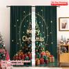 2pcs 2D Flat Printing Christmas Curtain Merry Christmas Ornament Gift 100% Polyester Fabric Without Electricity Family Party for