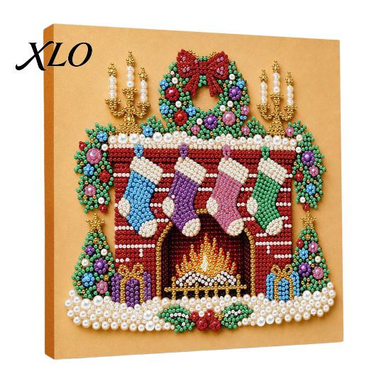 Creative Hobby Kits for Adults Christmas Faux Pearl Art Kit, DIY Santa Tree Painting Handmade Craft 3D Holiday Wall Decor Kit Adults, Gift Festive
