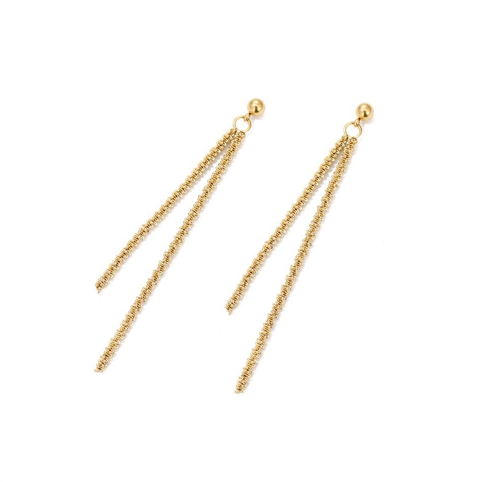 EManco Women's Vintage Gold-Plated Stainless Steel Long Chain Tassel Drop Earrings Trendy Minimalist Fashionable Jewelry