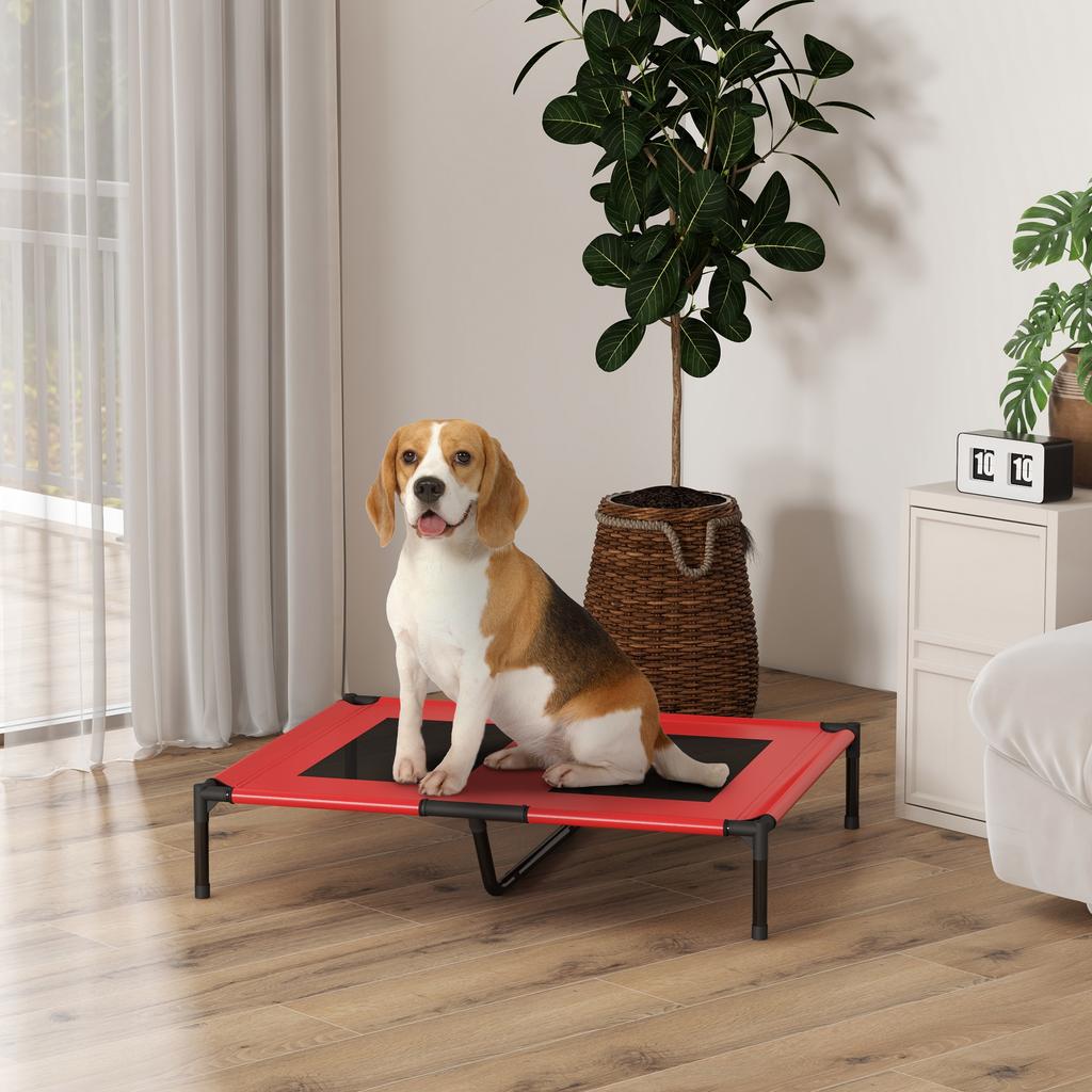 Dog Bed Dog Lounger Robust Elevated And Weatherproof Up To 50 Kg 92x76x18cm Red