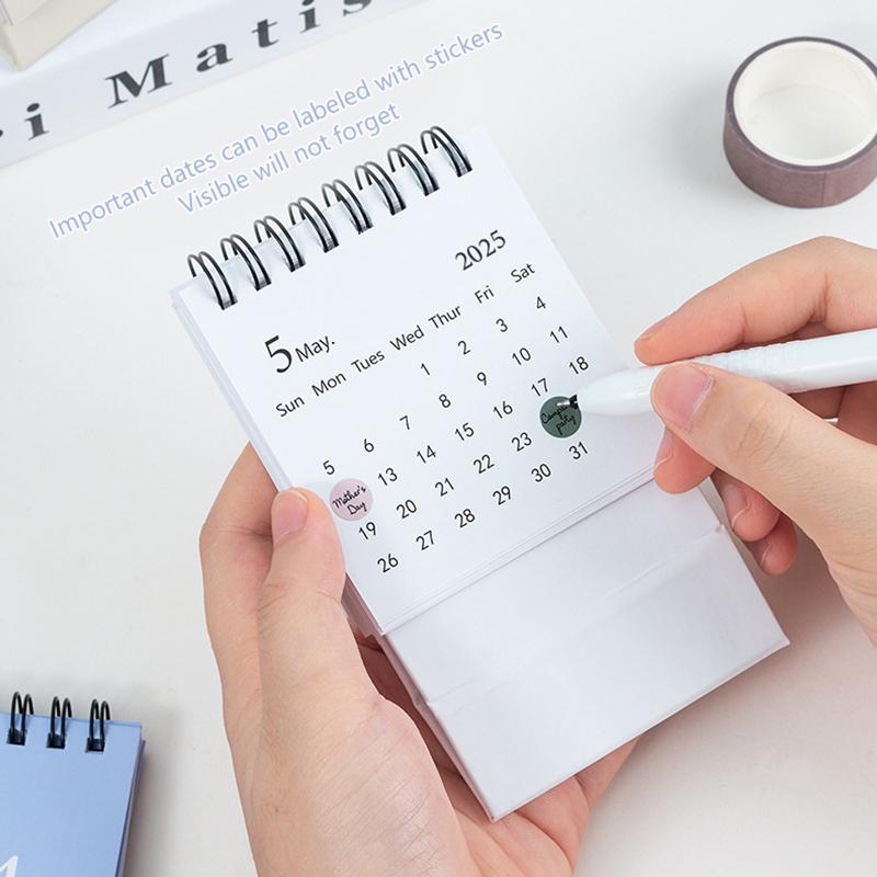 2025 Студенческое украшение рабочего стола Morandi Color Mini Calendar Simple Plan Маленький настольный календарь Милый ежедневник Офисные принадлежности