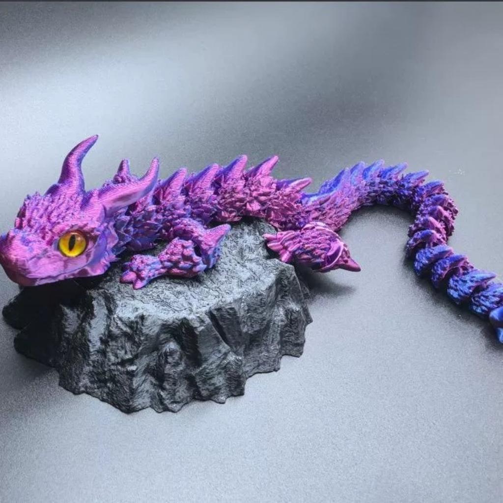 3D Printed Dragon Model with Eyes,Flexible Animals Toy Statue,Movable Joints,Home Office Decor,Interesting Toys Fidget Toys Executive Desk Animals Toy