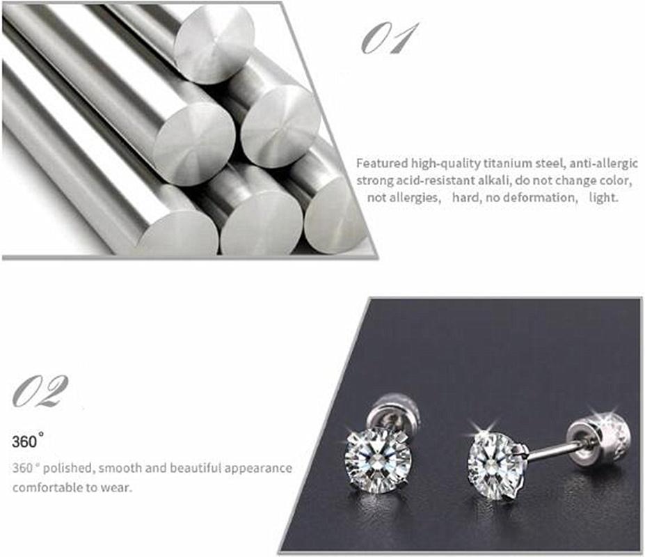 1 шт. Серьги из титановой стали Простые серьги-гвоздики с цирконом на четырех лапках Игла из нержавеющей стали Алмазные серьги Украшения 2-5 мм KTJ
