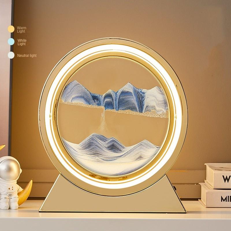 USB светодиодная RGB лампа для песка, ночник с движущимся песком, 7 цветов, свет в виде песочных часов, 3D настольная лампа с движущимся песком, рождественский подарок