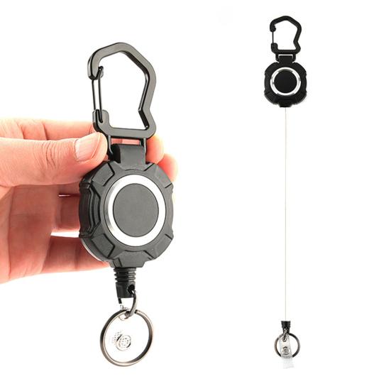 Выдвижной карабин из нержавеющей стали, брелок для ключей, сверхмощный карабин, брелок для ключей, ударопрочный трос, кольцо для ключей
