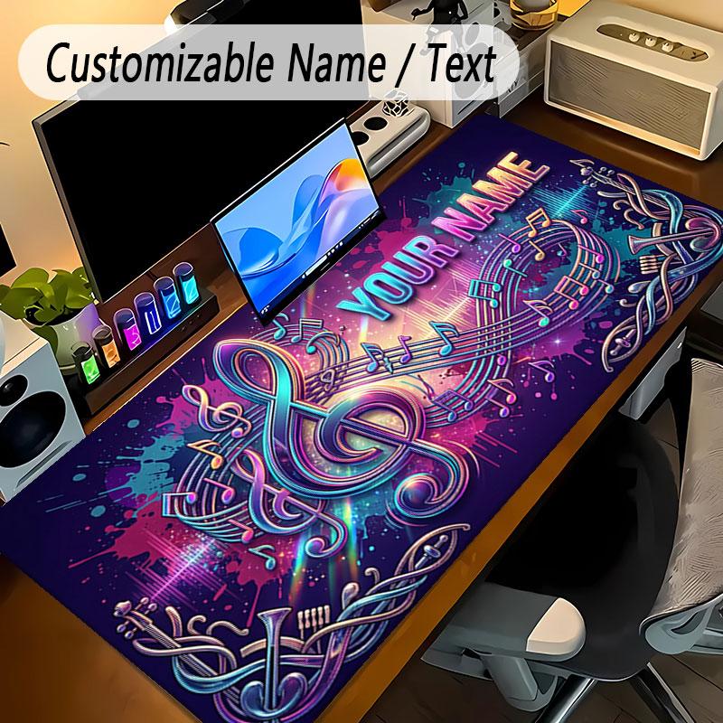 Music Theme Personalized Mouse Pad Custom Name Text Non Slip Desk Pad For Laptop Office Desktop