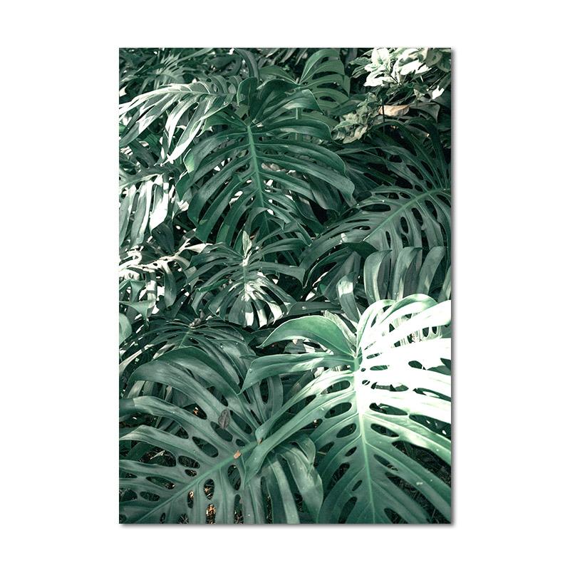 Scandinavian Green Leaves Flowers Picture Tropical Plant Wall Art Canvas Painting Nordic Posters and Prints Living Room Decor