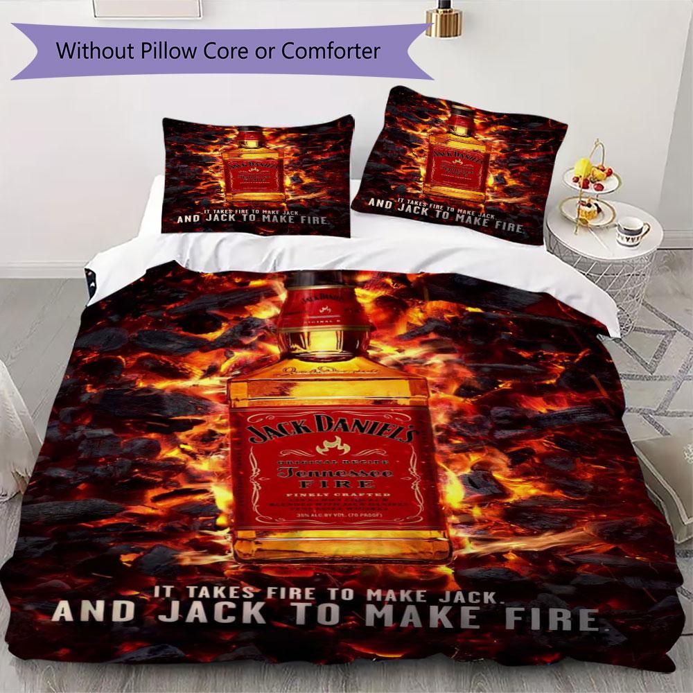 JACK DANIELS whisky Prints bedding, duvet cover and pillowcases, birthday gift (1 duvet cover + 2 pillowcases, pillow insert not included)JM002