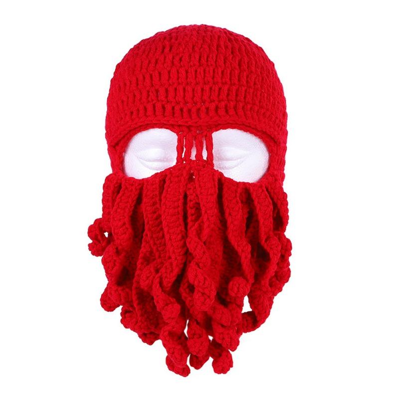 Смешная зимняя теплая шапка с усами осьминога для косплея