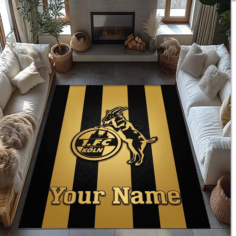 FC Köln Printed Crystal Velvet Rug Non‑Slip Crystal Velvet Carpet For Sofa Bedroom Indoor Home Decoration