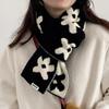 Autumn Winter Floral Pattern Imitation Cashmere Scarf for Women Korean-Style Knit Scarf Japanese-Style Warm Thickened Neck Warmer